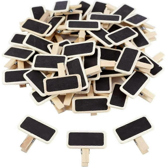50 Pieces Mini Chalkboard with Rectangle Clip, Wooden Mini Note Chalkboard, Set of Rectangular Mini Chalkboards, Suitable for Weddings, Events, Office