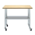 thumbnail image 2 of 18" x 48" Maple Wood Top Work Table with Adjustable Undershelf and Wheels, 2 of 9