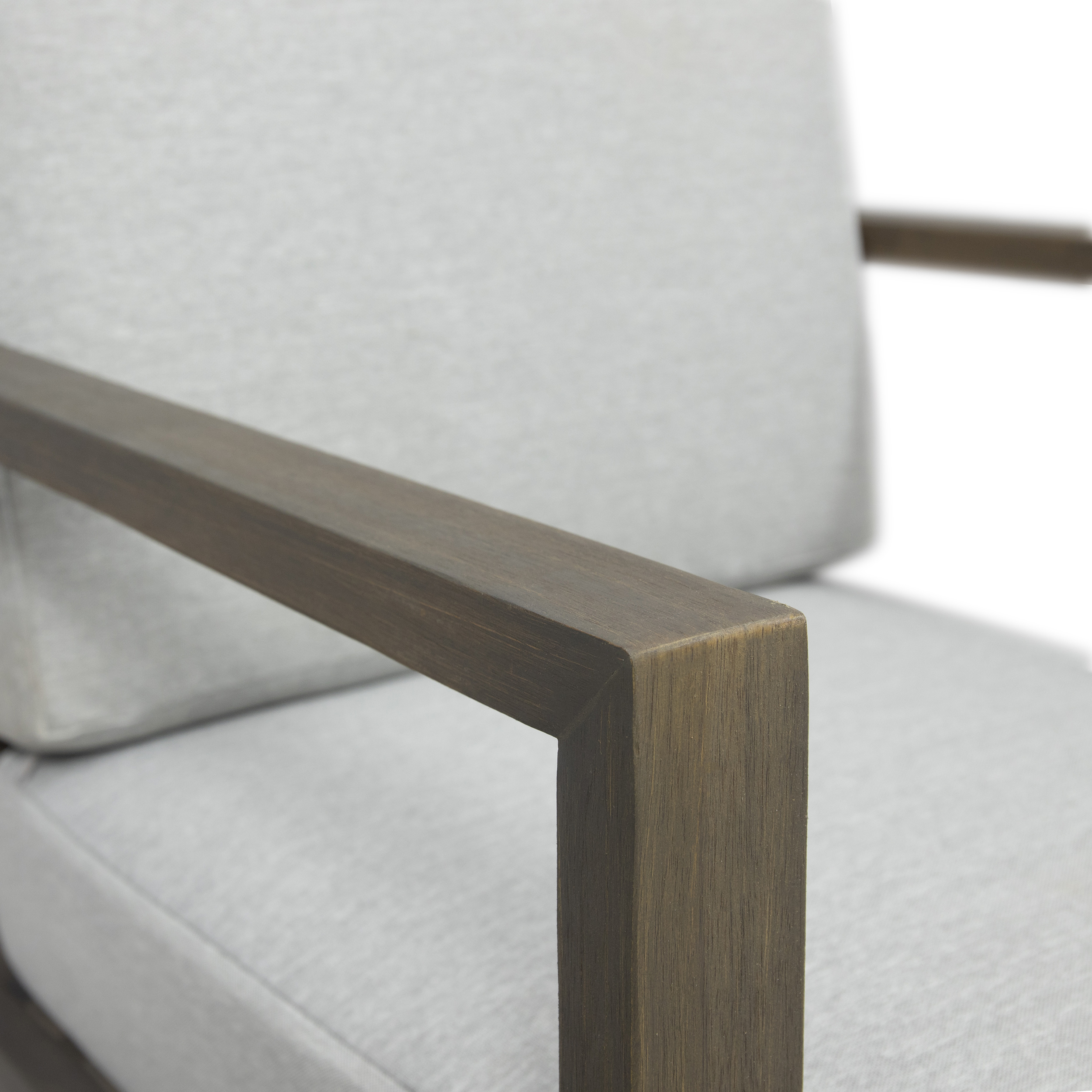Muad Outdoor Acacia Wood 4 Seater Chat Set with Coffee Table, Gray and Light Gray