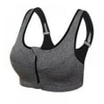 thumbnail image 1 of Wuffmeow Plus Size M-5XL Women Front Zipper Closure Push Up Bras Shockproof Fitness Vest Removable Padded Wireless Tops,Gray,L, 1 of 8