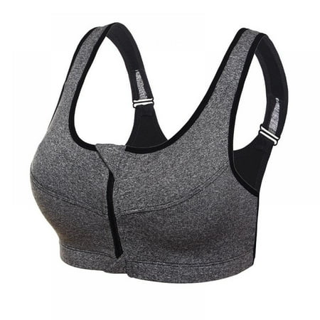 

Women s Zip Front Closure Sports Bra Wirefree Post-Surgery Bra Padded Racerback Workout Gym Yoga Bras