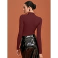 thumbnail image 4 of MOYIKO Mock Neck Cutout Front Tops Long Sleeve Body Suits for Womens Fitted Tight Tops, 4 of 7
