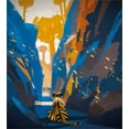 thumbnail image 3 of Fantasy Duvet Cover Set, Tiger in City Streets Narrow Walls Digital Wilderness Jungle Savannah, Decorative 3 Piece Bedding Set with 2 Pillow Shams, King Size, Orange Blue, by Ambesonne, 3 of 3