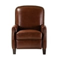 thumbnail image 2 of Genuine Leather Recliner Cigar Chair Modern Retro Armchair Birch Wood Legs Nail Head Trim Bedroom Brown, 2 of 10