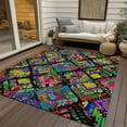 thumbnail image 6 of Addison Rugs Chantille Indoor/Outdoor Transitional Diamonds Black Washable Rectangle Rug, 5' x 7'6", 6 of 6
