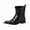 Black, variant on Men's Metal Toe Ankle Boots, Fashion Croc-Embossed Leather Booties with Double Buckle Straps, Lace-Up Side Zipper Western Boots