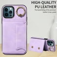 thumbnail image 3 of Case for iPhone 12 Pro, PU Leather 3 Card Slots with Finger Ring Holder Shockproof Phone Case, 3 of 13