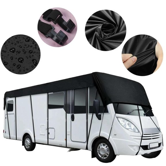 Universal RV Roof Cover Collapsible Wear Resistant Motorhome Tarpaulin Protective RV Cover, 7.5m x