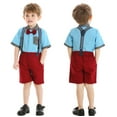 2024 Toddler Boys Short Sleeve T Shirt Tops Suspenders Shorts Child