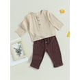 thumbnail image 3 of Bagilaanoe 2pcs Toddler Baby Boys Long Pants Set Long Sleeve Shirts Tops + Trousers 6M 12M 18M 24M 3T 4T Kids Casual Outfits, 3 of 9