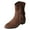 Brown, variant on Fringe Boots for Women Block Wedge Heel Wide Calf V-Cut Short Ankle Booties Dressy Trendy Comfortable Boots