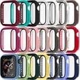 thumbnail image 1 of 12 Pack Hard PC Case with Tempered Glass Screen Protector Compatible with Apple Watch Series 6 5 4 SE 44mm Case, Scratch Resistant Bumper HD Protective Cover for iWatch Men Women, Assorted Colors, 1 of 5