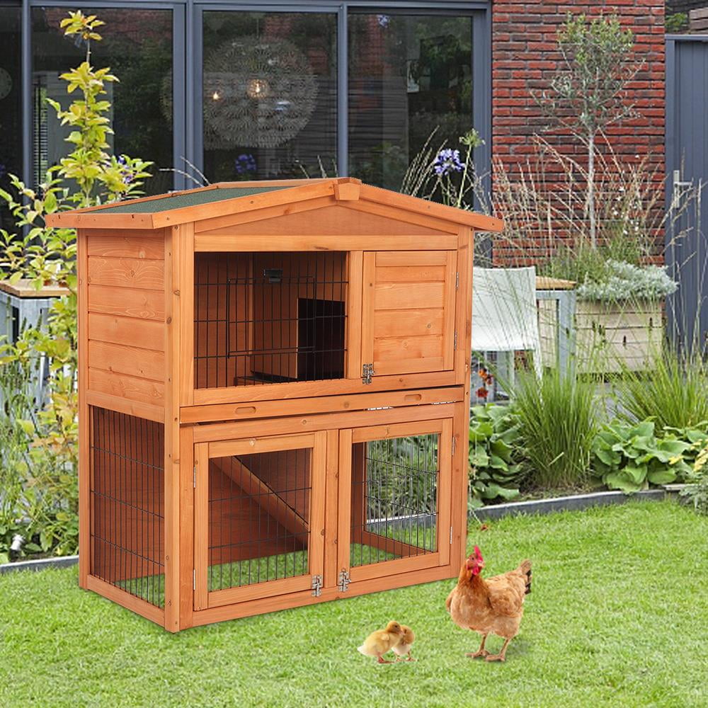 102.8" Large Deluxe Wooden Chicken Coop Hen House Rabbit Hutch Backyard Poultry 