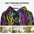thumbnail image 4 of Daiia Neon Bar Drinks Pattern Women's Fashion Hoodies & Sweatshirts with Kangaroo Pocket Hooded Sweatshirt with Eye-catching Drawstrings-Small, 4 of 7