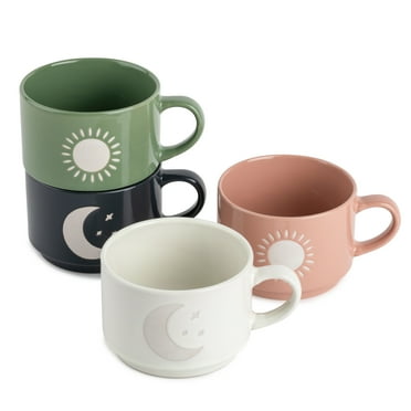 Thyme & Table Stackable Ceramic Celestial Coffee Mug, 11 fl oz, 4-Pack