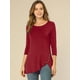 thumbnail image 4 of Blusa de Túnica Elástica Allegra K Casual Borgoña XL, 4 of 6