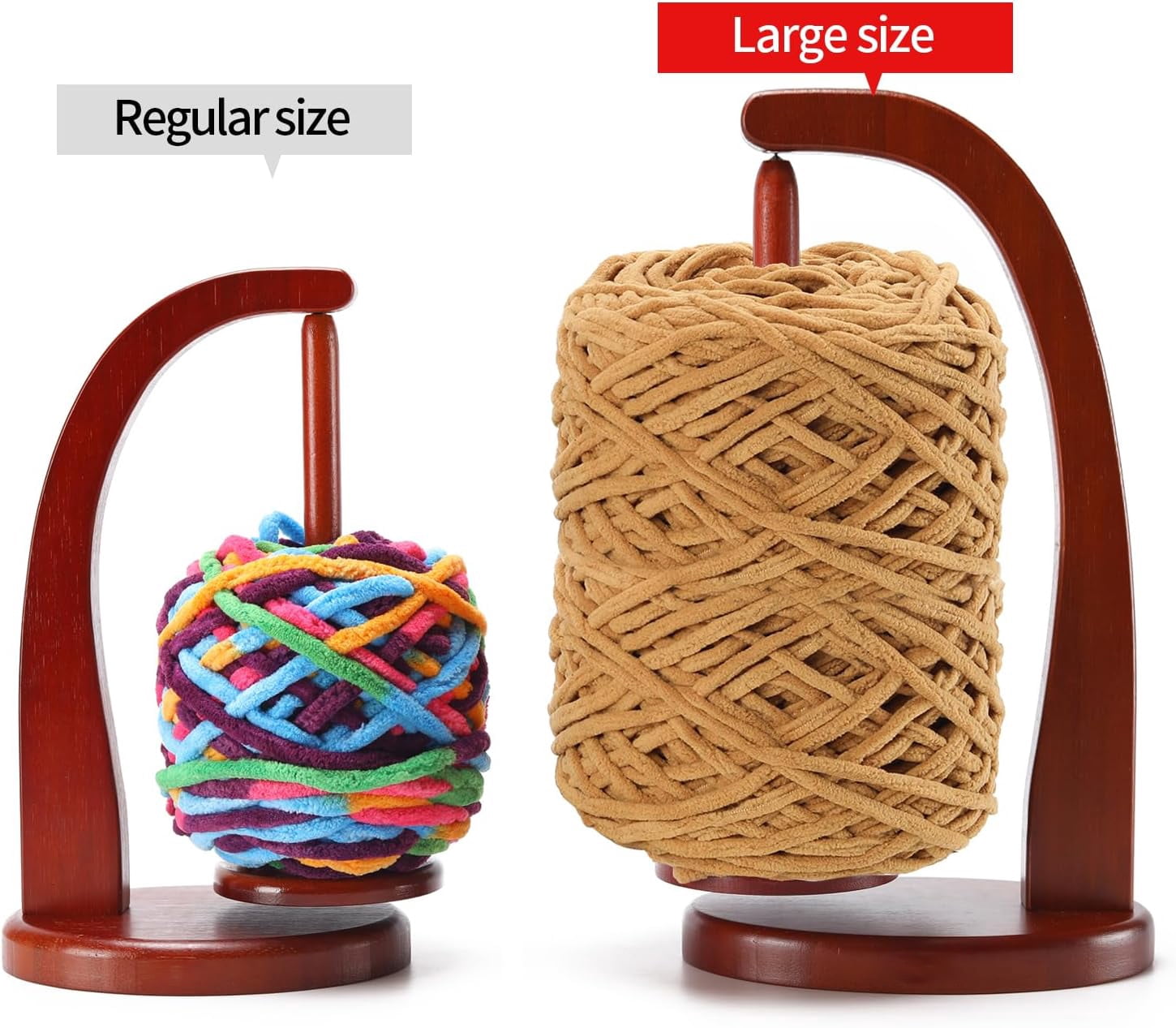 Artowell Magnetic Yarn Holder Spinner – Bamboo Yarn Stand for Knitting & Crochet, Eco-Friendly Organizer (Mahogany, Plus Size)