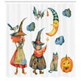 thumbnail image 3 of Ambesonne Magic Moon Shower Curtain, Pumpkin Crescent Cat, 69"Wx84"L, Multicolor, 3 of 3