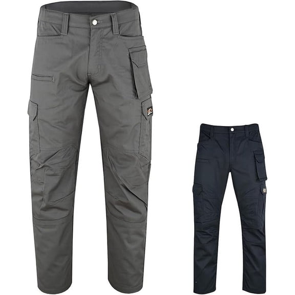 Riggermen Mens Cargo Work Pant Elasticated Waist Relaxed Fit Grey, 30Wx30L