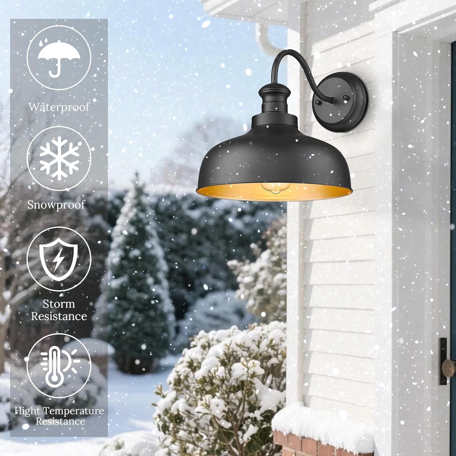 Outdoor Farmhouse Barn Light, Outside Wall Sconce, Weather Resistant Anti-Rust Farmhouse Exterior Wall Light, Outdoor Lantern Lamp for Porch, Garage, Patio, Entryway(Black, 4 Pack)