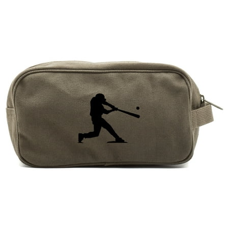 Baseball Player Canvas Dual Two Compartment Travel Toiletry Dopp Kit