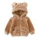 thumbnail image 1 of Chaqueta con capucha de forro polar Honeeladyy para niño pequeño, cálida chaqueta de invierno de color liso con cremallera, bonita prenda exterior gruesa con orejas de oso y bolsillo. Regalos de, 1 of 8