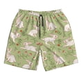 thumbnail image 5 of Wukai Cute Rabbit And Flower Print Beach Trunks with Compression Liner Swimsuit Quick Dry Beach Sports Shorts with Pocket-Small, 5 of 8