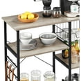 thumbnail image 5 of YYEAN Kitchen Bakers Rack with Wire Basket, Coffee Bar Table Station Microwave Oven Stand Kitchen Utility Storage Shelf with 6 S-Shaped Side Hooks, Metal Frame, 15''D x 35.5''W x 33''H, Gray, 5 of 10