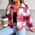 thumbnail image 3 of Women Autumn Plaid Lapel Collar Crop Top Lantern Sleeve Casual Fashion Jacket, 3 of 8