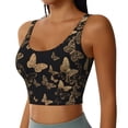 thumbnail image 2 of Vsdgher Modern Golden Butterfly Print Women Sleeveless Athletic Tank Top Built-in Bra Camisole Sports Vest for Yoga Running Fitness Exercise with Removable Pads, 2 of 8