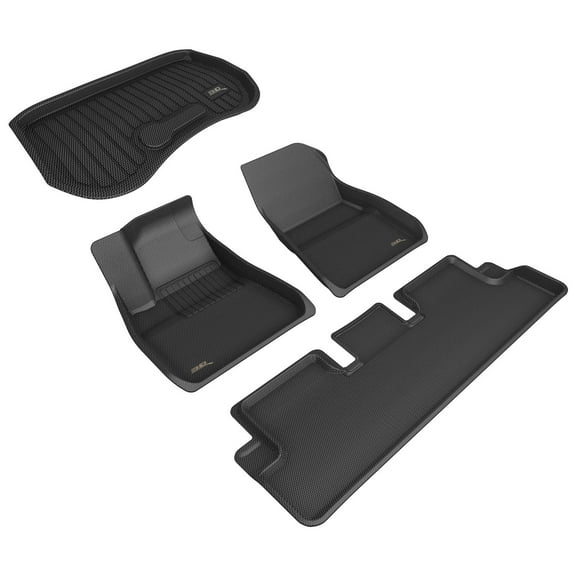 3D MAXpider Custom Fit Kagu Floor Mat (Black) Compatible with Tesla Model 3 2020-2023 - Full Set
