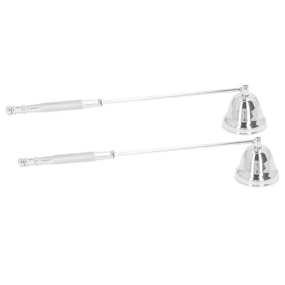 BIMZUC 2-Pack Metal Bell‑Shaped Candle Snuffer with Long Handle – Silver Flame Extinguishing Cover