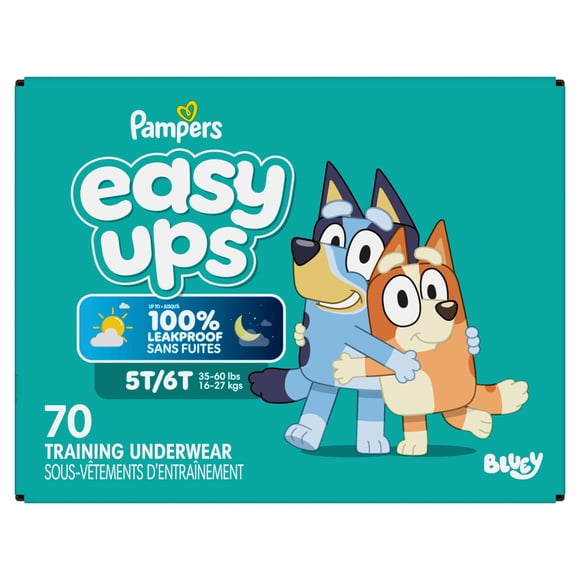 Sous-vêtements d’entraînement Pampers Easy Ups, taille 7 (5T6T), 70 unités