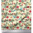 thumbnail image 1 of Soimoi Yellow Polyester Crepe Fabric Insect,Bird & Floral Artistic Print Fabric by Yard 42 Inch Wide, 1 of 3