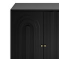 thumbnail image 5 of Modern Lacquered 4 Door Wooden Cabinet Sideboard Buffet Server Cabinet Storage Cabinet for Living Room, Entryway, Hallway, Office, Kitchen and Dining Room (Black), 5 of 10