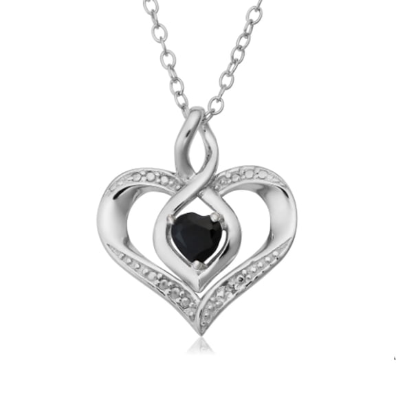Sterling Silver Heart Shape Gemstone September Birthstone Necklace, 18"