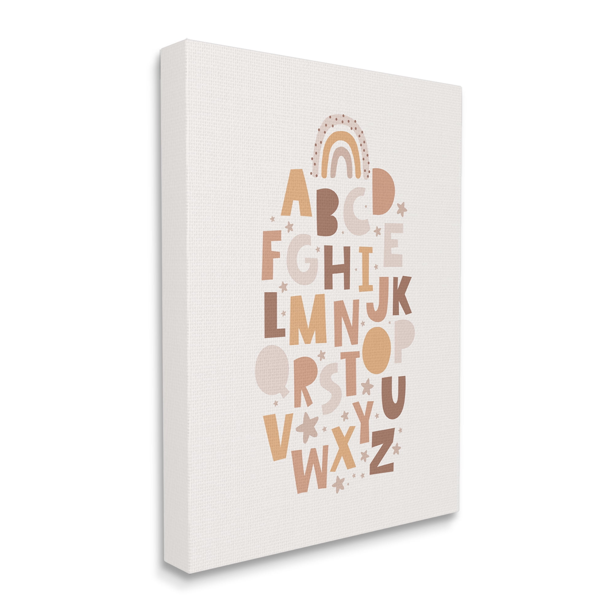 Stupell Industries Muted Alphabet Letters Nature Painting Gallery Wrapped Canvas Print Wall Art, 16 x 20