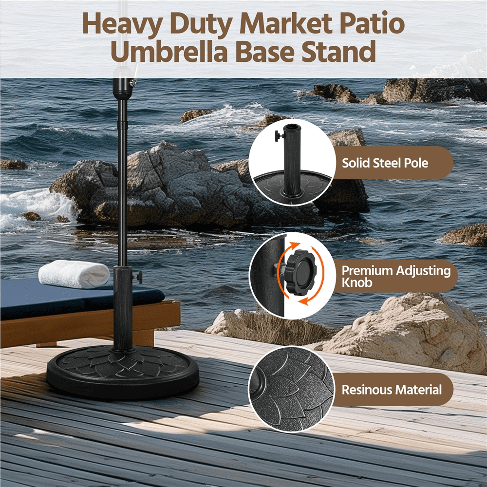 Renwick 26.5 lb Heavy Duty Patio Umbrella Base with Flower Pattern, Black