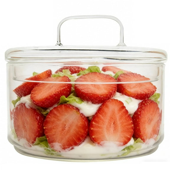 Household Glass Bowl Apothecary Jars Fruit and Trifle Clear Salad with Lid Snack Storage Container Small Food Simple