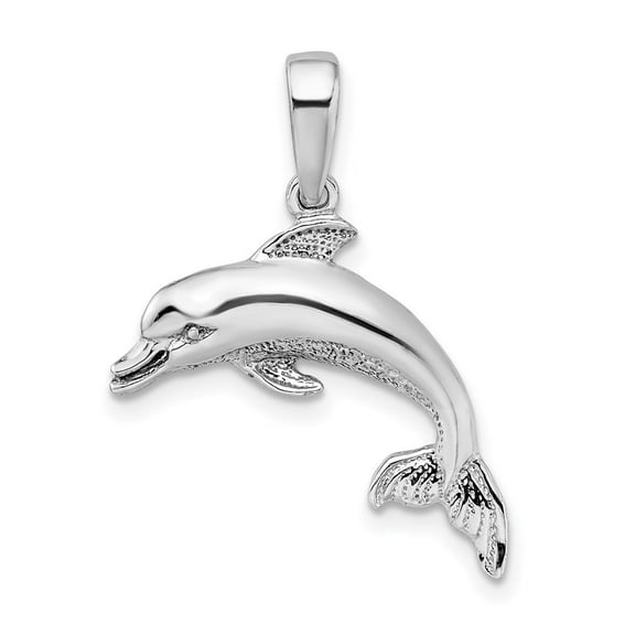 Auriga Fine Jewelry 925 Sterling Silver Rhodium-Plated Polished Dolphin Pendant for Women (L - 24.97 mm)