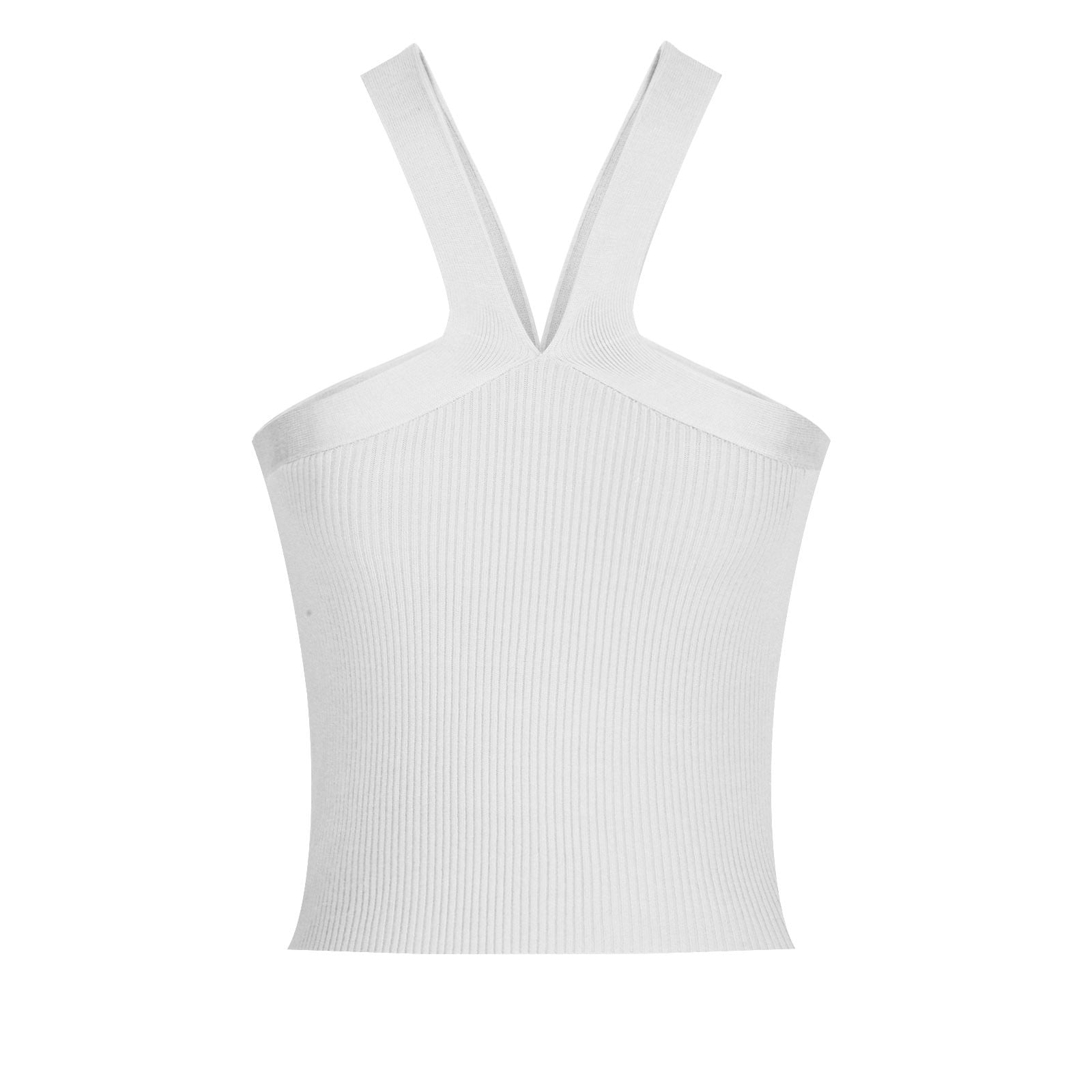 YYDGH Women's Criss Cross Halter Crop Top Ribbed Knit Fitting Tank Top  Solid Color Sleeveless Tee Shirt Summmer Tops White XL 