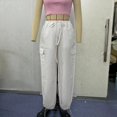 thumbnail image 4 of Pantalones de trabajo holgados de pierna recta y de gran tamaño y pantalones casuales de pierna ancha y cintura alta negros de primavera para mujer, 4 of 5