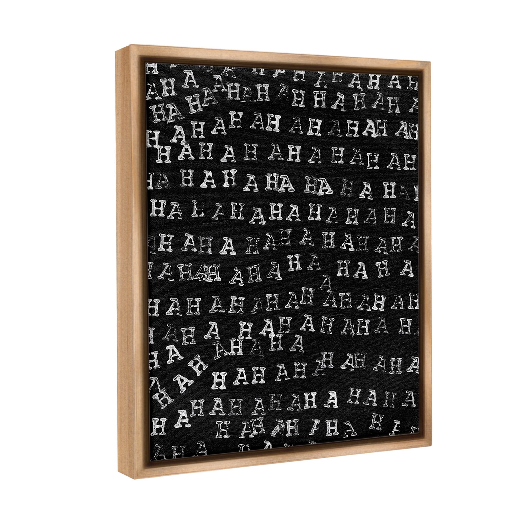 Stupell Industries Haha Typography Pattern Abstract Painting Brown Floater Framed Canvas Art Print Wall Art, 25 x 31