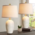 thumbnail image 5 of JUJUYUYOP 21" Linen Lampshade Off-White Ceramic Table Lamps Set of 2,Modern Bedside Lamps,for Living Room and Bedrooms(bulb included), 5 of 18