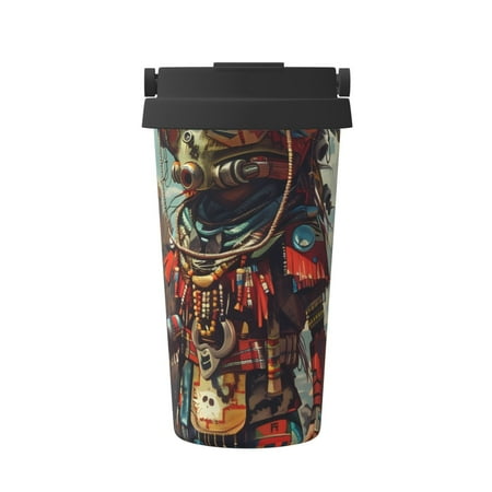 

Goofa Tribal Futuristic Warrior for Insulated Travel Coffee Mug Spill Proof Leak Proof 16 OZCoffee Tumbler Reusable Coffee Cups with Lids Thermos for Hot and Cold Drink