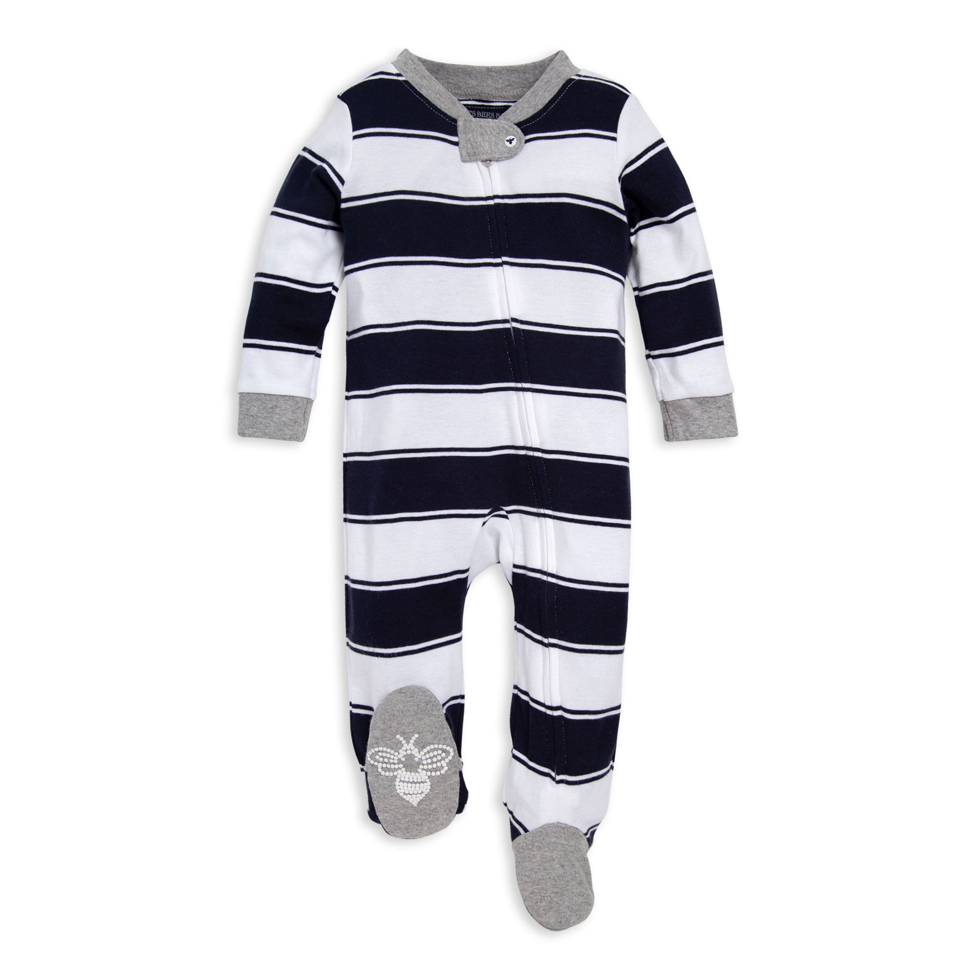 Burt's Bees Baby Newborn Baby Boys Rugby Stripe Organic Cotton Sleep 'N Play Footed Pajamas (NB