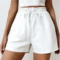 thumbnail image 2 of VBVC Women's Drawstring High Waisted Shorts,Summer Breathable Trousers,Ladies Lightweight Workout Pants with Pockets,White,S-2XL, 2 of 9
