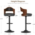 thumbnail image 5 of Hawsaiy Wooden Bar Stools Set of 2, Adjustable Height 24.5-33.5IN, Wooden Bar Chairs with PU Leather Upholstery, Back & Footrest for Kitchen, Dining, and Home Bar, 5 of 9