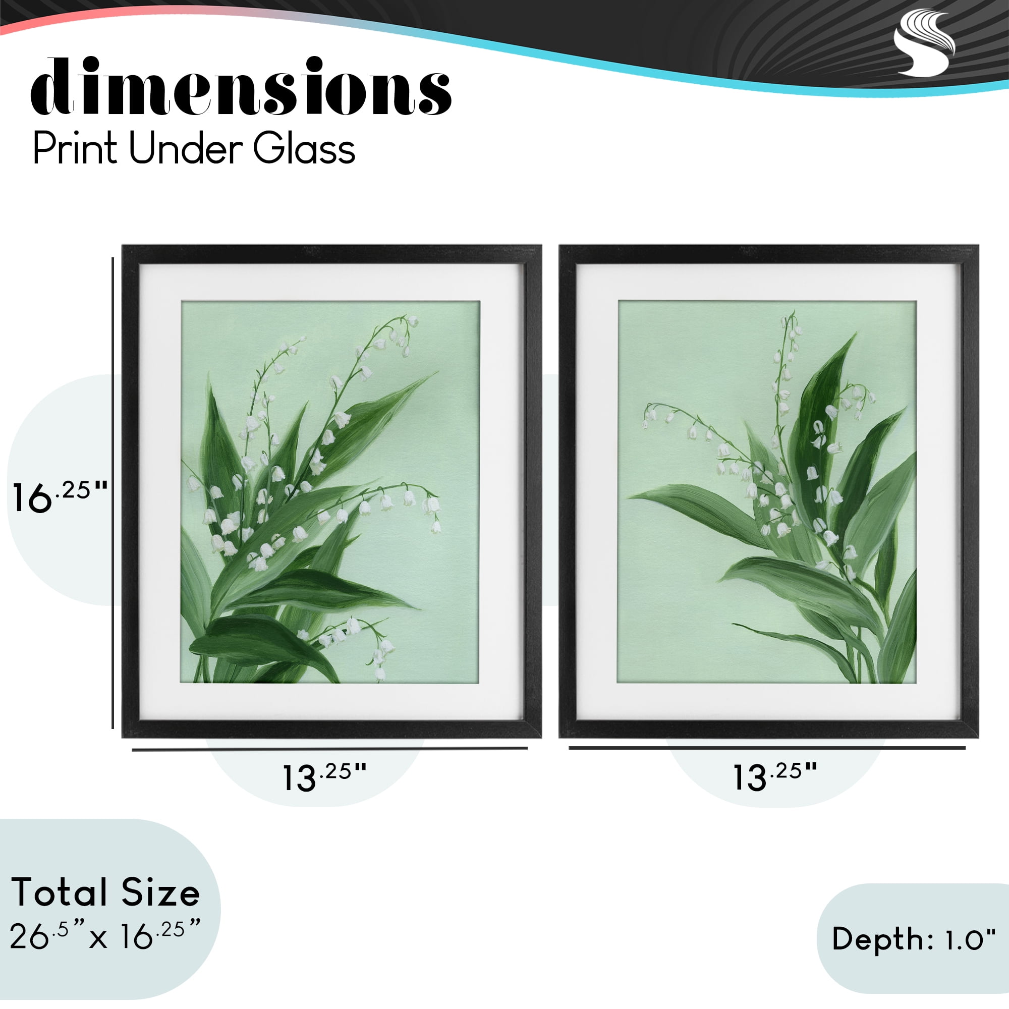Stupell Industries Blooming Lily of Valley 2 Piece Black Framed Print Under Glass Set, design by Grace Popp