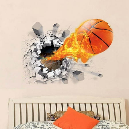 Sports Themed Wall Decals Decorative 3d Broken Wall